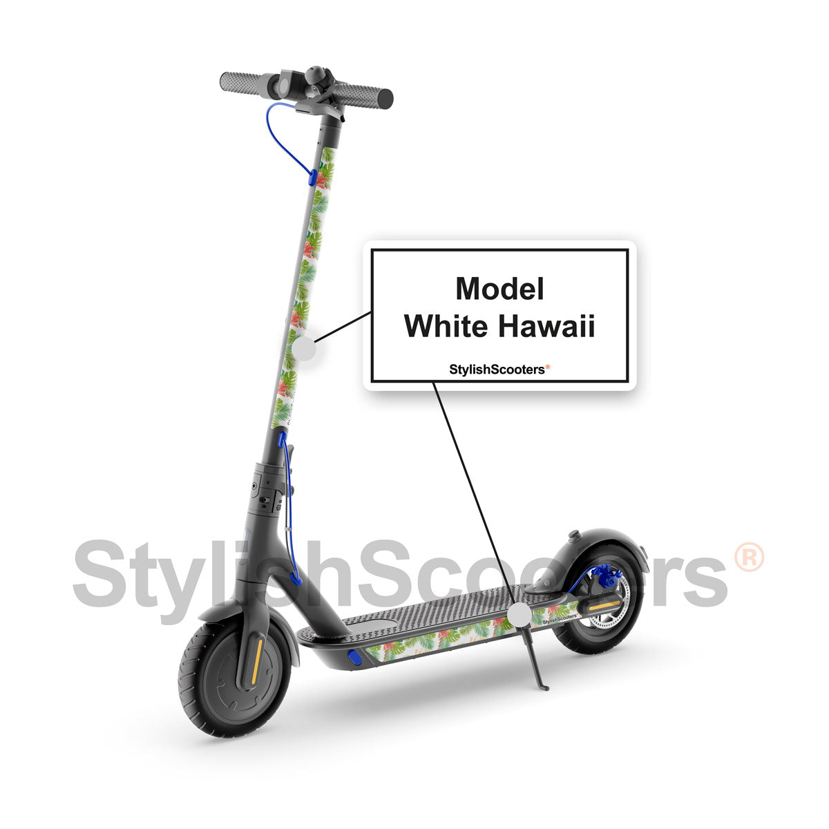 Vinilo para Patinete eléctrico Xiaomi M365 - White Hawaii Sticker 4PZA